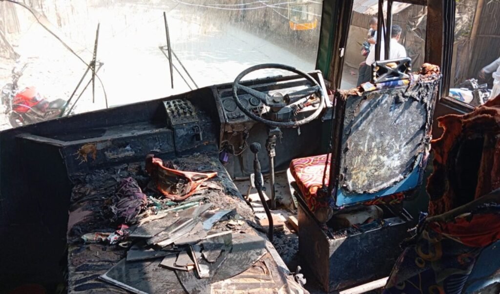 Miscreants Set Fire to Parked Bus in Jashore Fire Set on Parked Bus in Jessore, Major Accident Averted