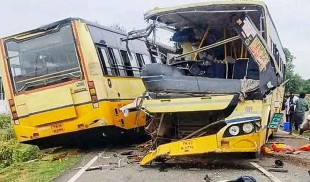 11 killed in head on collision between two government buses in India Eleven Dead as Two Buses Collide Head-On in Tamil Nadu