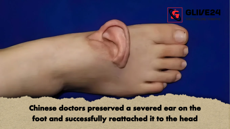 Chinese doctors preserved a severed ear on the foot and successfully reattached it to the head Chinese doctors preserved a severed ear on the foot and successfully reattached it to the head