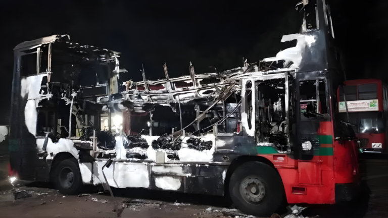 Two BRTC Buses Destroyed