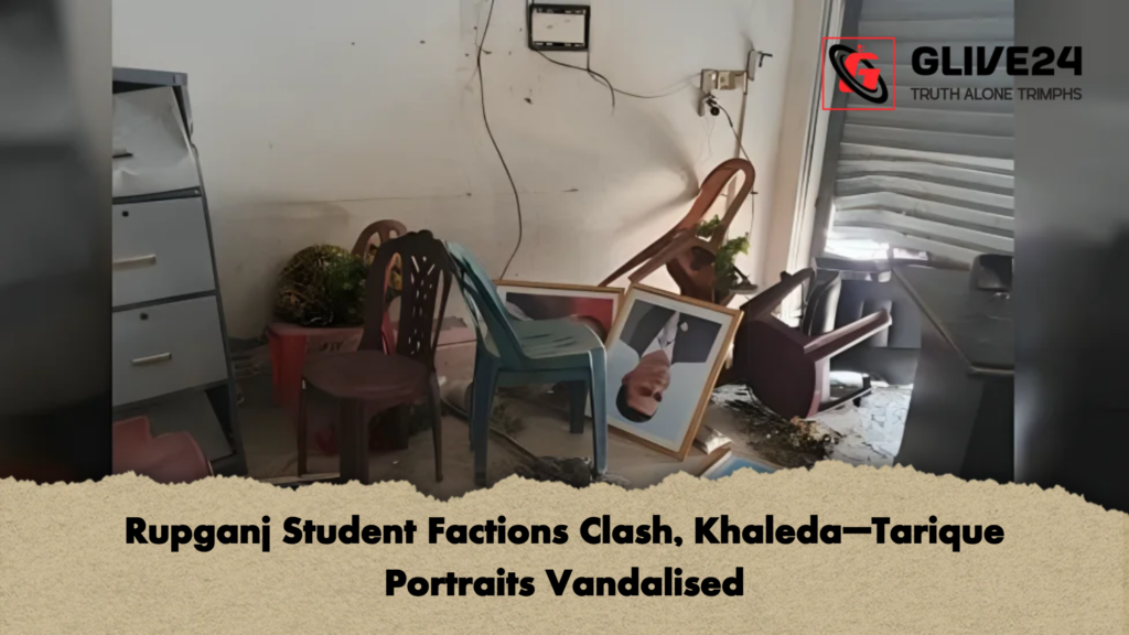 Rupganj Student Factions Clash, Khaleda–Tarique Portraits Vandalised 3 news thumbnail 1765362265647 Rupganj Student Factions Clash, Khaleda–Tarique Portraits Vandalised