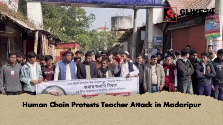 Human Chain Protests Teacher Attack in Madaripur Human Chain Protests Teacher Attack in Madaripur