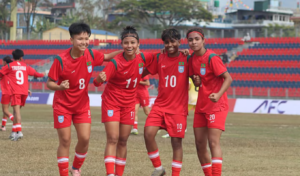 The Bangladeshi girls defeated Bhutan 12 0 The Bangladeshi girls defeated Bhutan 12-0.