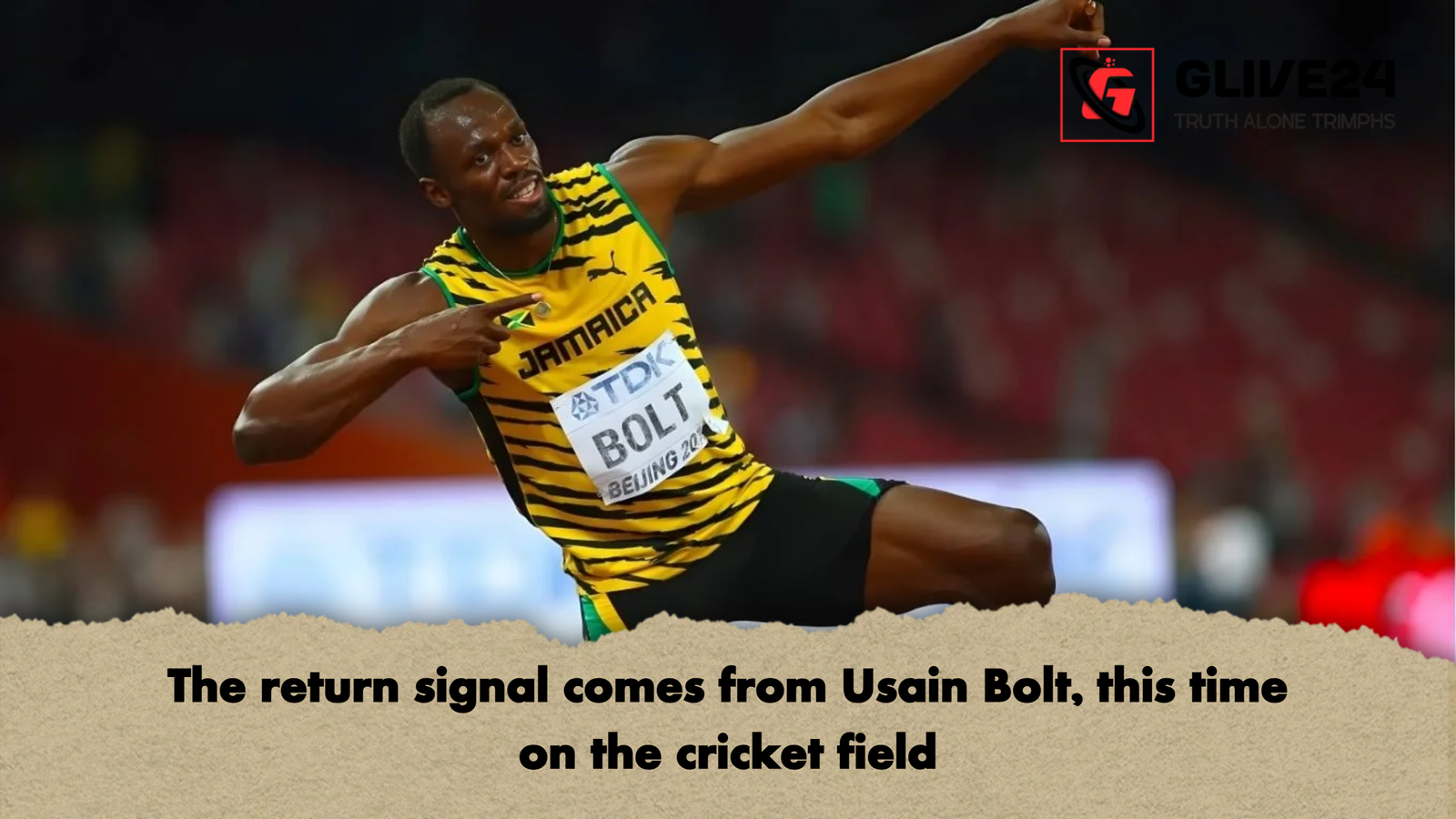 The return signal comes from Usain Bolt this time on the cricket field The return signal comes from Usain Bolt, this time on the cricket field