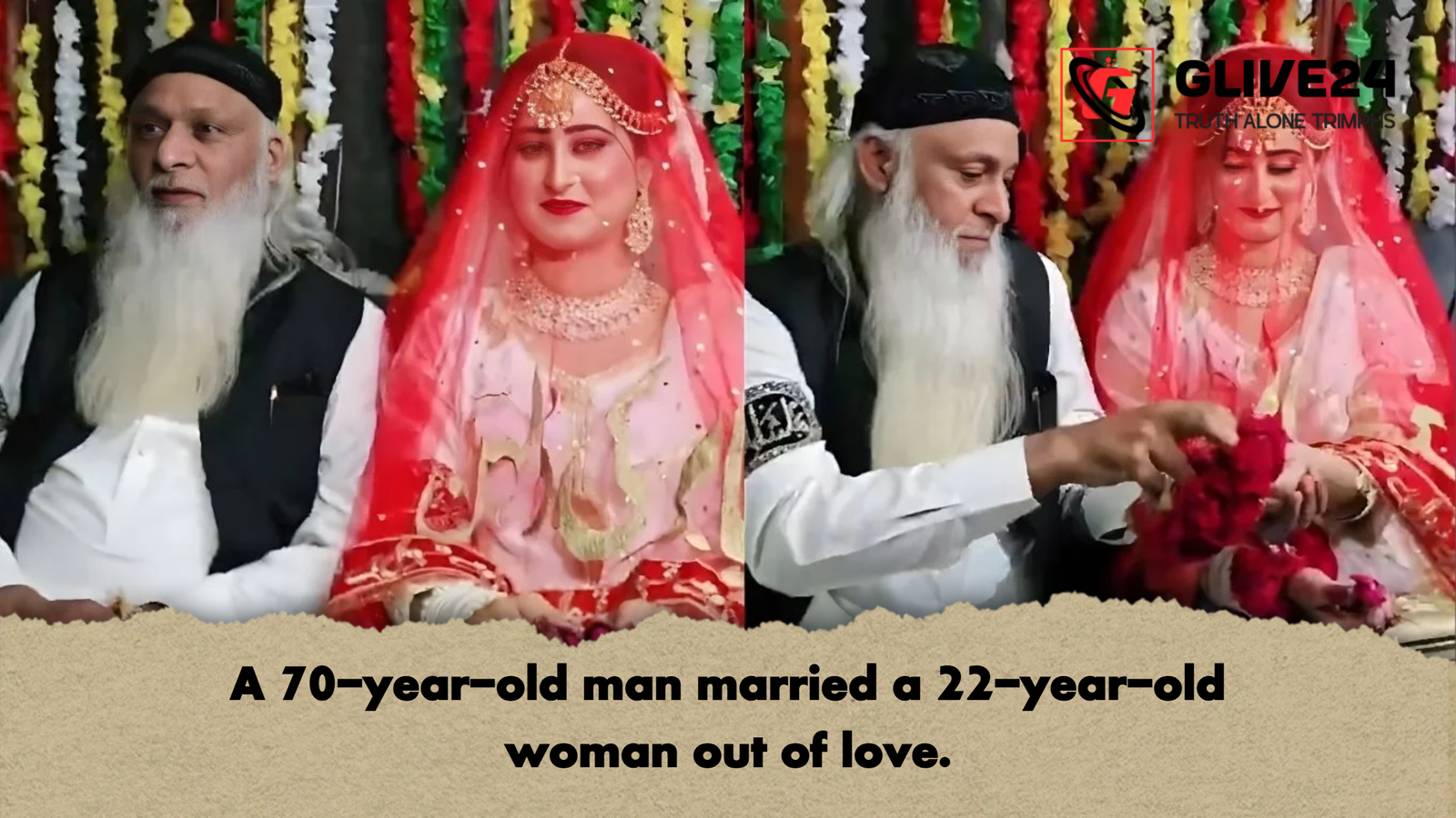 A 70 year old man married a 22 year old woman out of love A 70-year-old man married a 22-year-old woman out of love.