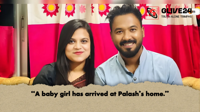 A baby girl has arrived at Palashs home "A baby girl has arrived at Palash's home."