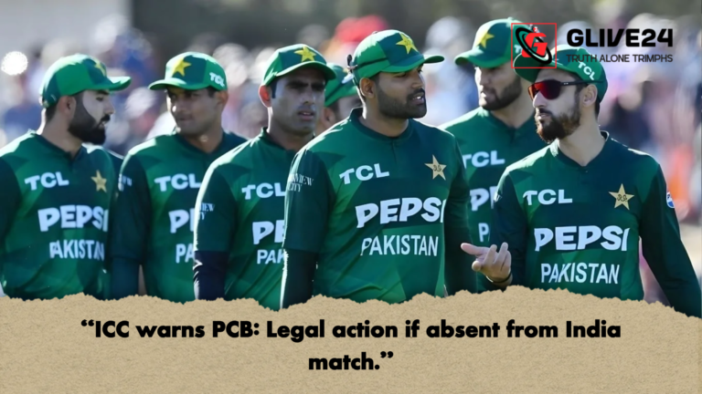 ICC warns PCB Legal action if absent from India match "ICC warns PCB: Legal action if absent from India match."
