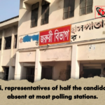 In Tongi representatives of half the candidates are absent at most polling stations In Tongi, representatives of half the candidates are absent at most polling stations.