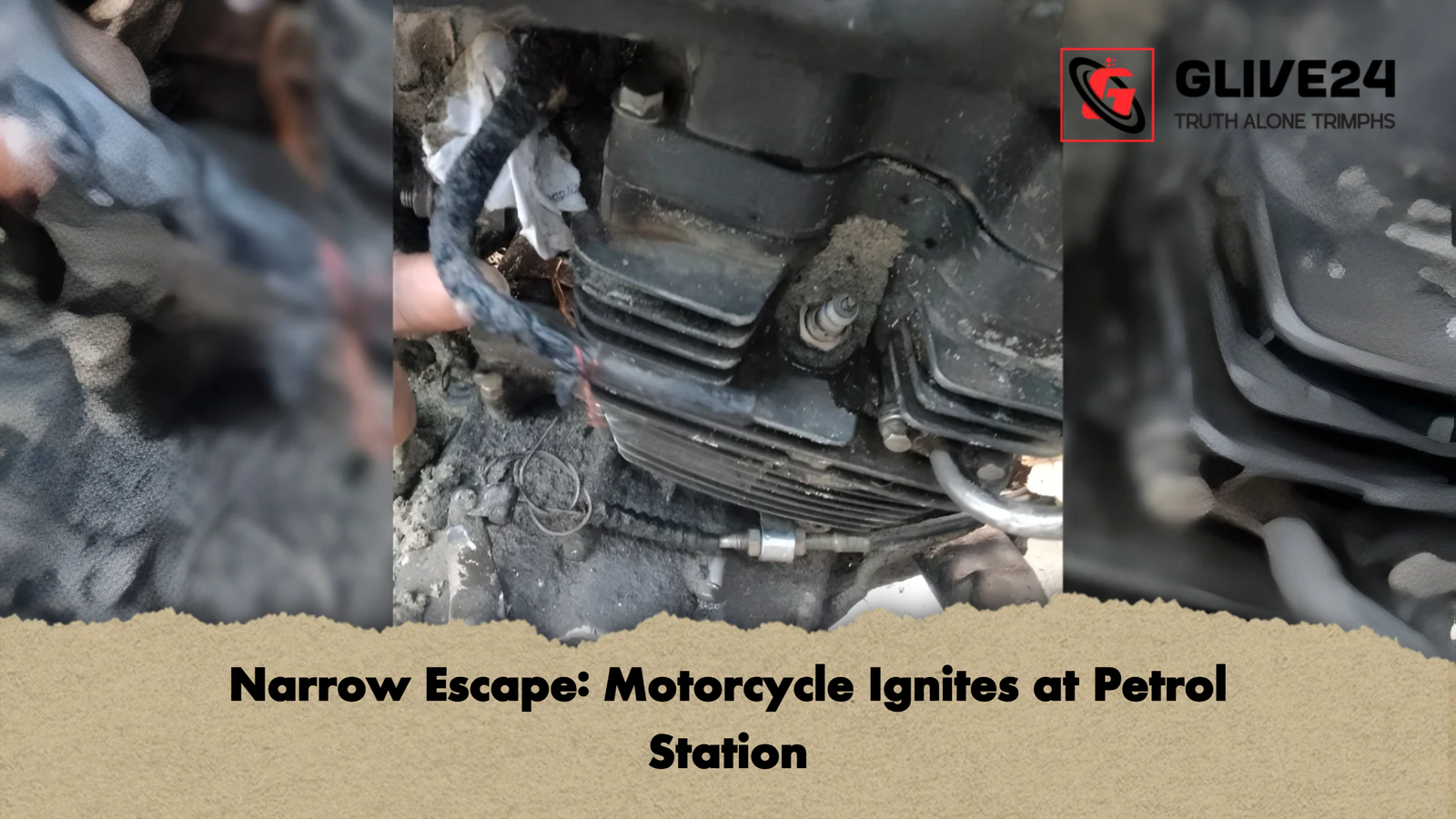 Narrow Escape Motorcycle Ignites at Petrol Station Narrow Escape: Motorcycle Ignites at Petrol Station
