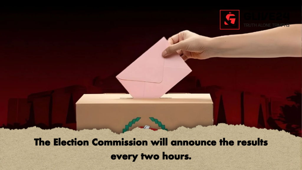 The Election Commission will announce the results every two hours. 3 The Election Commission will announce the results every two hours The Election Commission will announce the results every two hours.