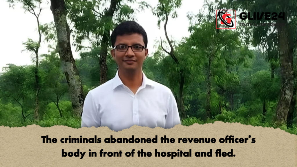 The criminals abandoned the revenue officer's body in front of the hospital and fled. 2 The criminals abandoned the revenue officers body in front of the hospital and fled The criminals abandoned the revenue officer's body in front of the hospital and fled.
