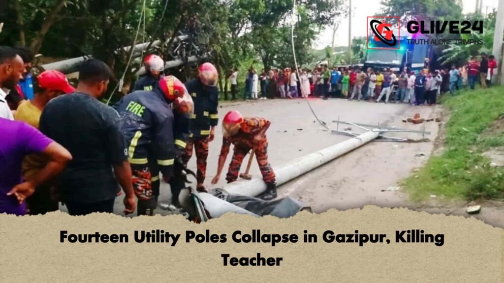 Fourteen Utility Poles Collapse in Gazipur, Killing Teacher