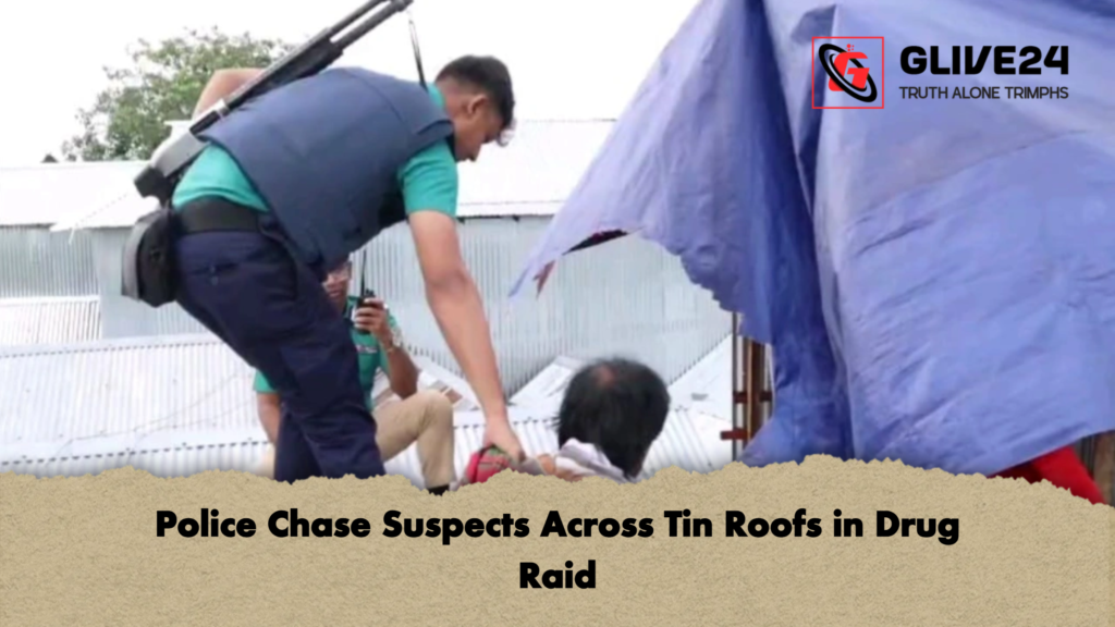 Police Chase Suspects Across Tin Roofs in Drug Raid Police Chase Suspects Across Tin Roofs in Drug Raid