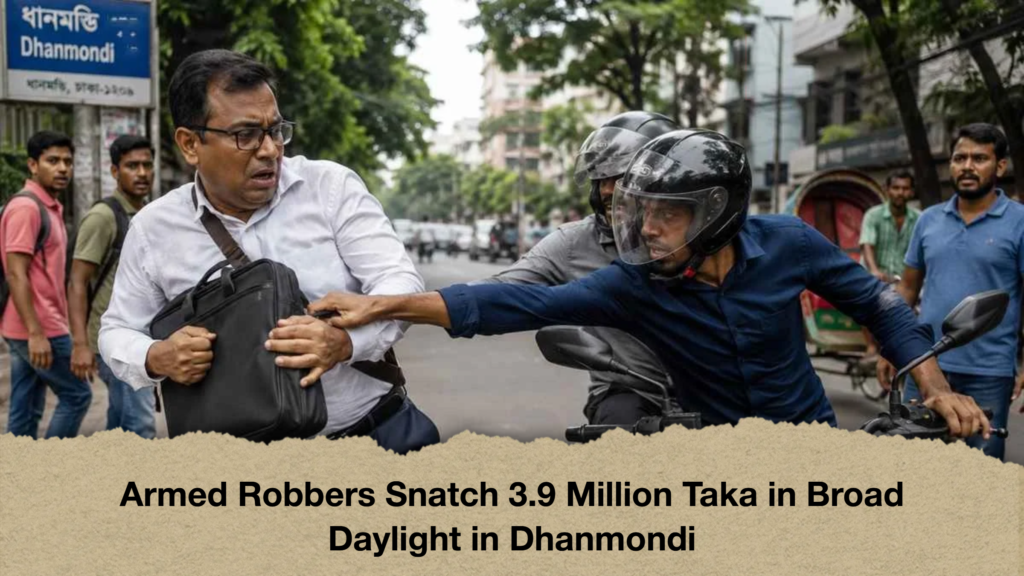 Armed Robbers Snatch 3.9 Million Taka in Broad Daylight in Dhanmondi Armed Robbers Snatch 3.9 Million Taka in Broad Daylight in Dhanmondi