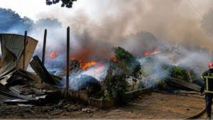 Blaze Destroys 12 Scrap Warehouses in Gazipur