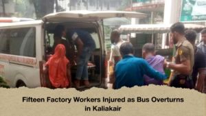 Fifteen Factory Workers Injured as Bus Overturns in Kaliakair Fifteen Factory Workers Injured as Bus Overturns in Kaliakair
