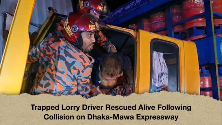 Trapped Lorry Driver Rescued Alive Following Collision on Dhaka Mawa Expressway Trapped Lorry Driver Rescued Alive Following Collision on Dhaka-Mawa Expressway