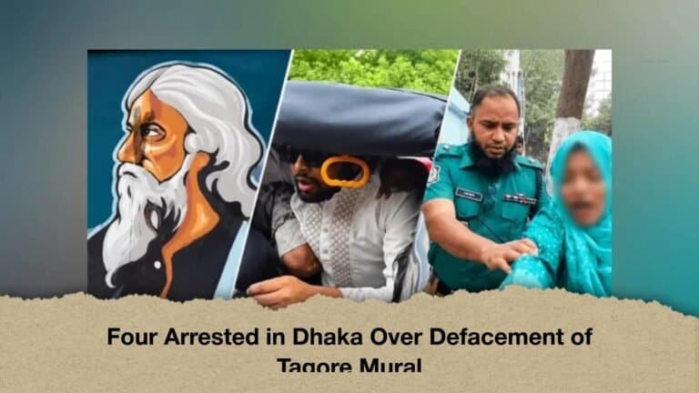 Four Arrested in Dhaka Over Defacement of Tagore Mural