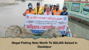 Illegal Fishing Nets Worth Tk 602,000 Seized in Daulatpur