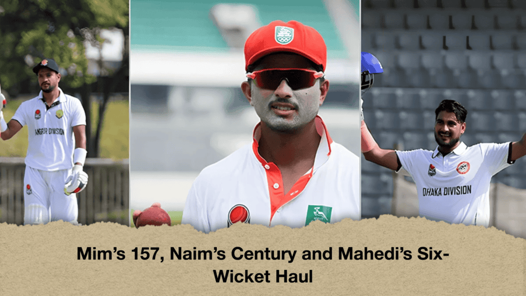 Mim’s 157, Naim’s Century and Mahedi’s Six-Wicket Haul