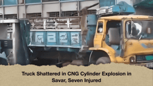Truck Shattered in CNG Cylinder Explosion in Savar, Seven Injured