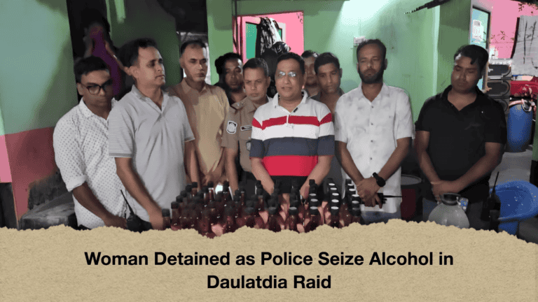 Woman Detained as Police Seize Alcohol in Daulatdia Raid